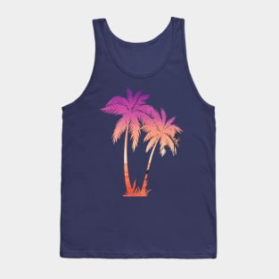 Palm trees silhouette and sunset double exposure Tank Top